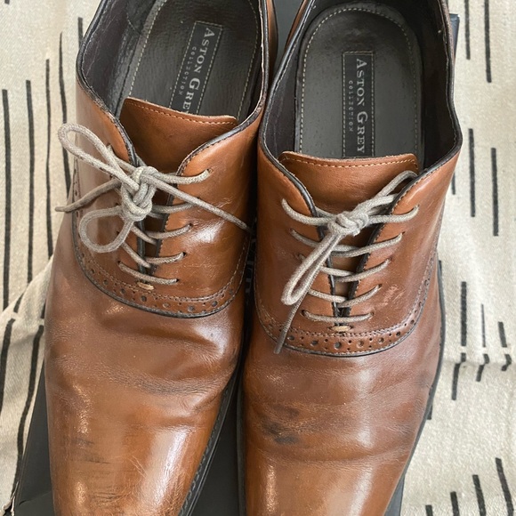 Aston Grey Collection Brown leather lace up dress mens shoes 13M - Picture 1 of 4